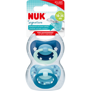 德国直邮 NUK Signature 硅胶安抚奶嘴 0-6个月/6-18个月/18-36个月 颜色随机 2个装