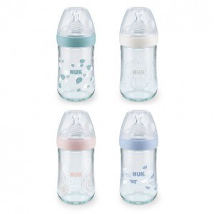 德国直邮 NUK 自然母感多孔超宽口 新生儿玻璃奶瓶 0-6个月/6-18个月 240ml