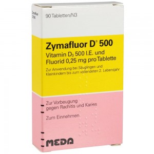 德国直邮 Zymafluor 维生素D500含氟婴儿钙片 0-2岁宝宝 90片