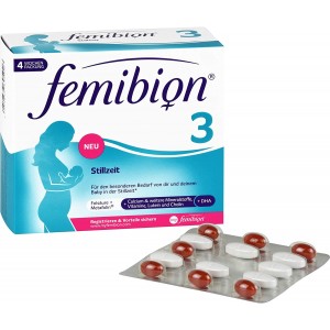 德国直邮 Femibion 伊维安 哺乳期叶酸DHA维生素营养片 3段叶酸片活性叶酸 4周/8周量