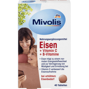 德国直邮 dm产品 Mivolis 铁+维生素C+维生素B口服片 提高新陈代谢抗疲劳 40片