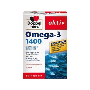 德国直邮 Doppelherz 双心 浓缩Omega-3深海鱼油1400毫克 降低胆固醇增进血液循环 超市版 30粒